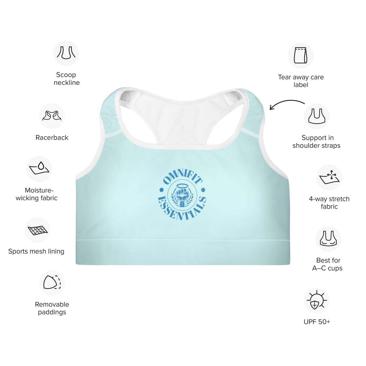 Padded Sports Bra- Blue