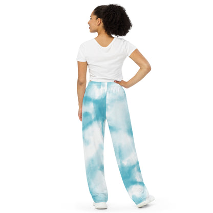 Wide-Leg Pants- Sky Cloud