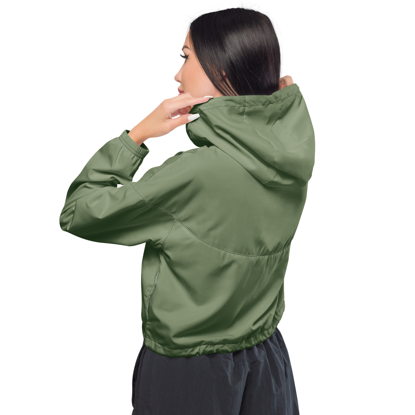 Nova Cropped Windbreaker - Olive Green