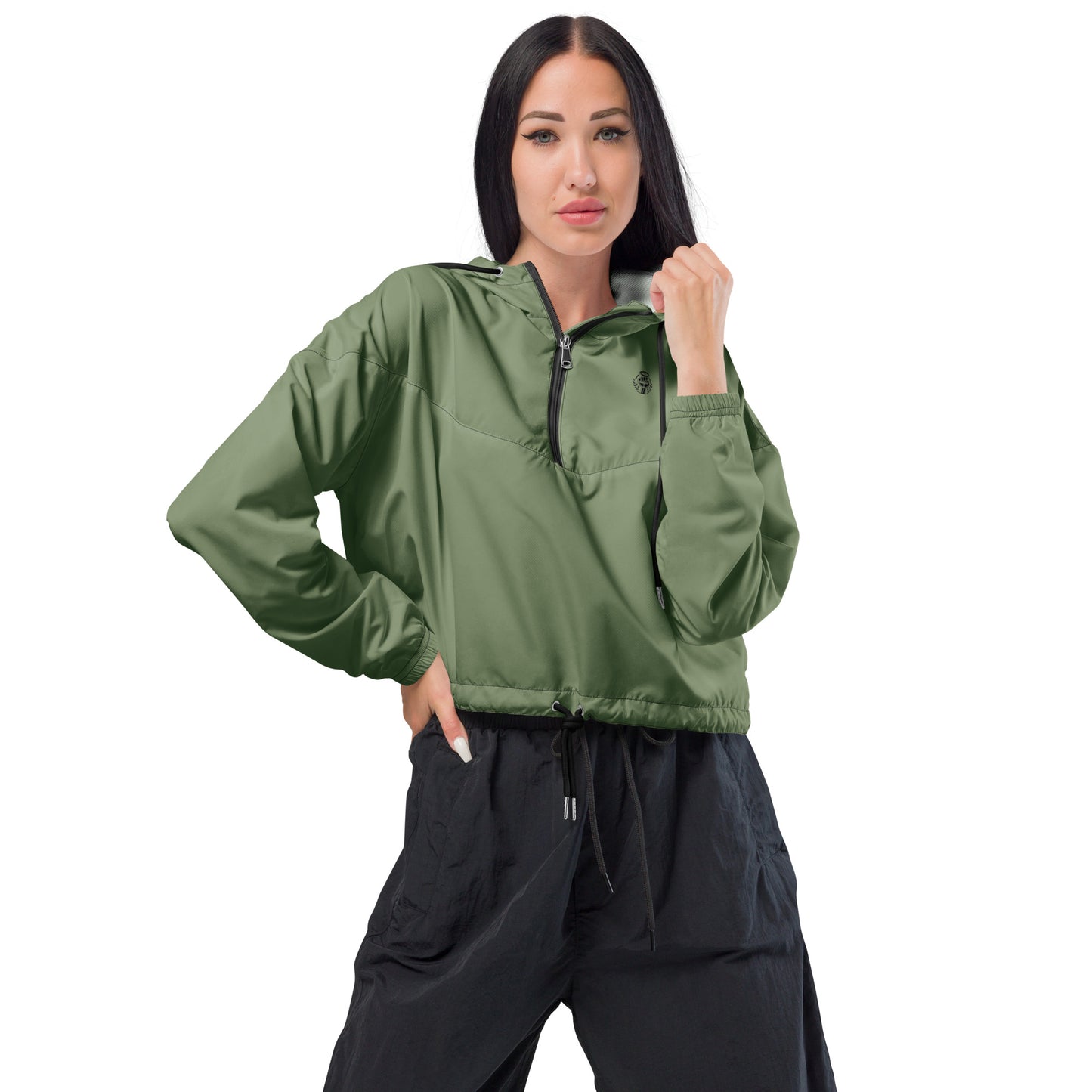 Nova Cropped Windbreaker - Olive Green