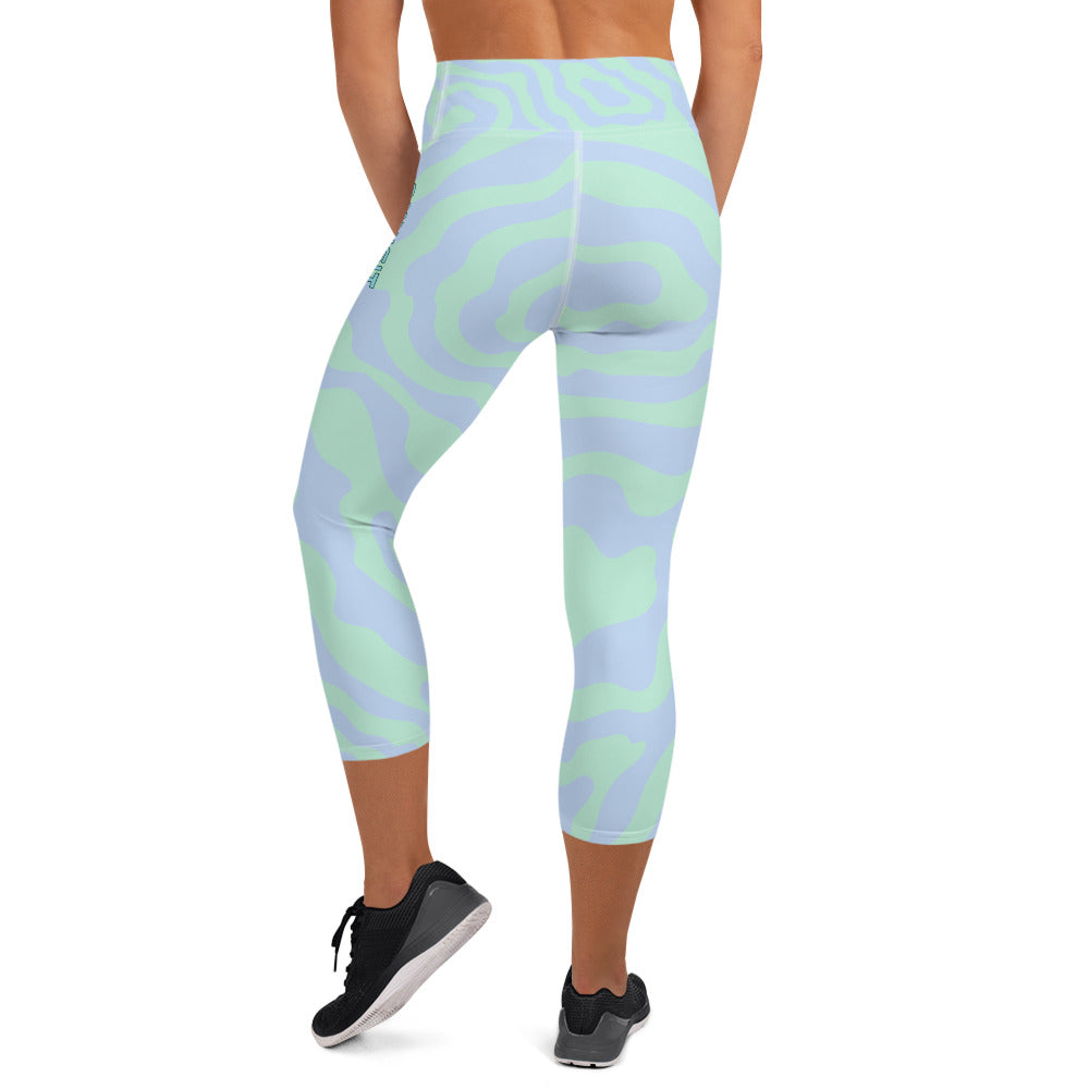 Yoga Capri Leggings- Mint Wave