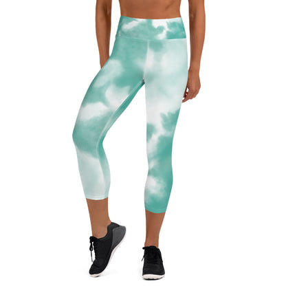 Yoga Capri Leggings- Cloud Aqua