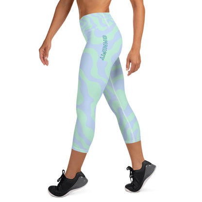 Yoga Capri Leggings- Mint Wave