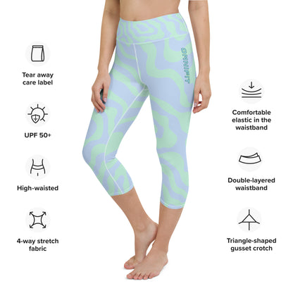 Yoga Capri Leggings- Mint Wave