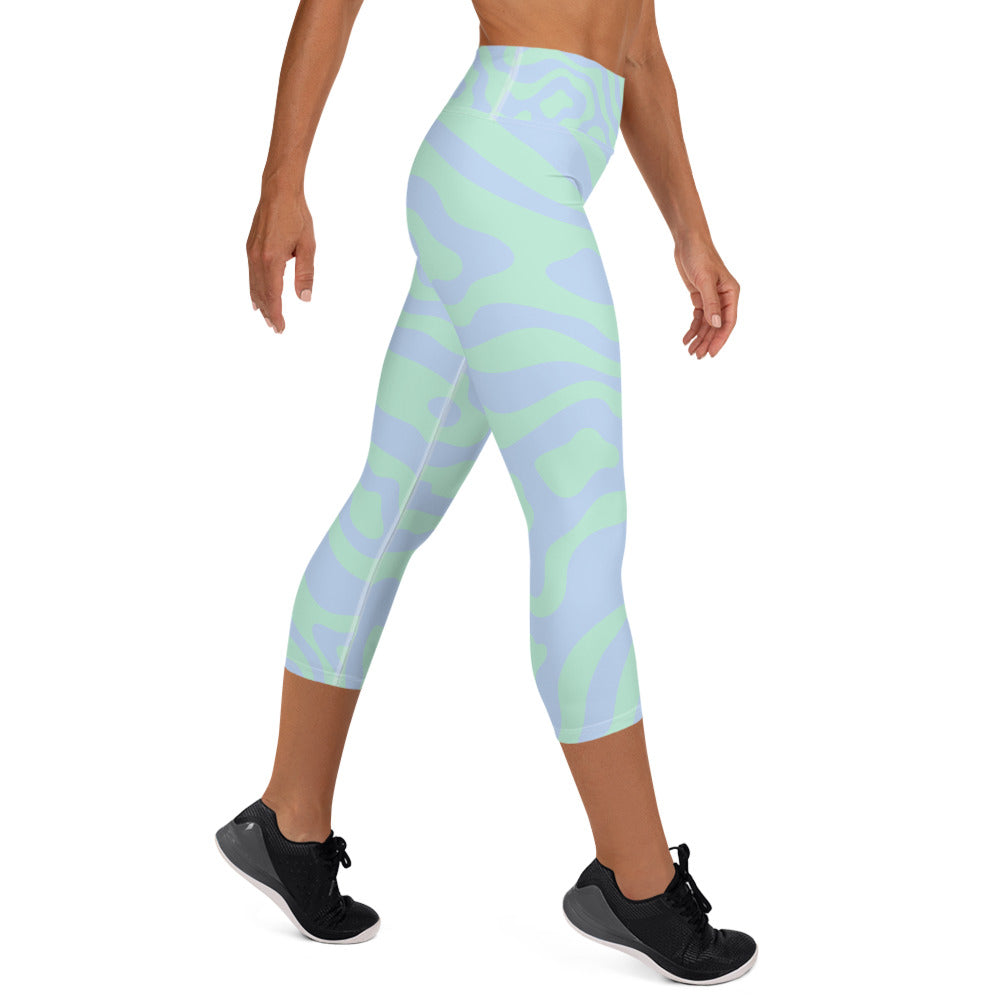 Yoga Capri Leggings- Mint Wave